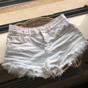 Pull&Bear white high-waisted denim shorts